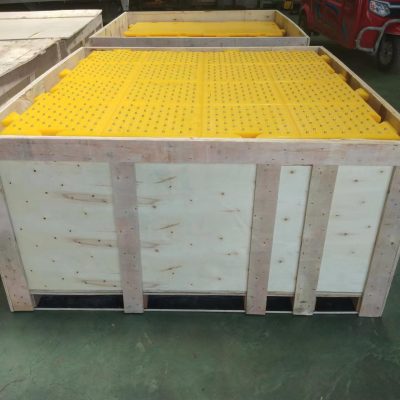 This is the Suconvey factory, where they're producing Yellow Drilling Floor Safety Mattings. They're ready to be shipped to the customer's drilling rig.