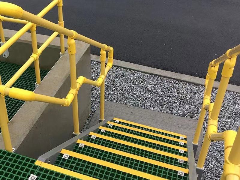 This is a drilling rig stairway covered with SUCONVEY Safety Grip Nosing Rig Stair Treads.
